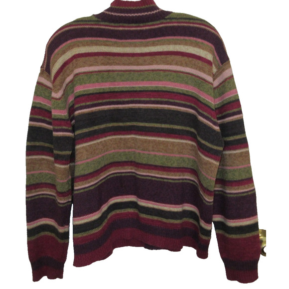 VTG Tiara International Sweater W/ XL Multicolor Striped Full Zip Shoulder Pads - Picture 3 of 5